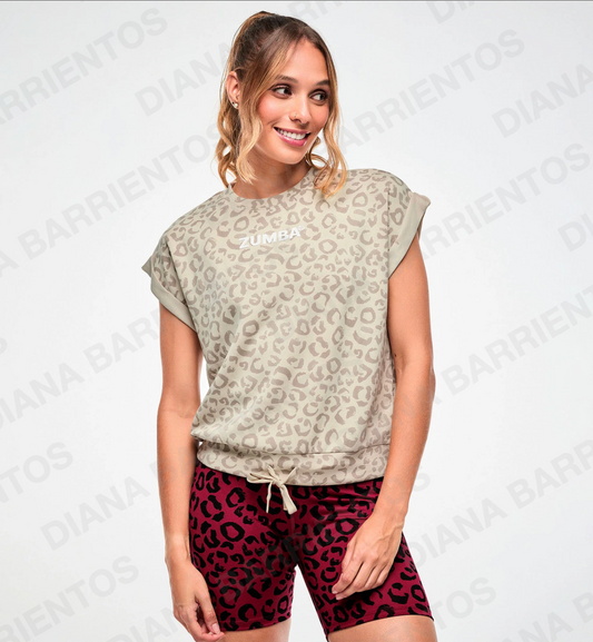 Zumba Modal Printed Sleeveless Sweatshirt - Beige