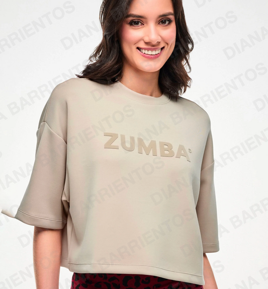 Zumba Modal Drop Shoulder Top - Beige
