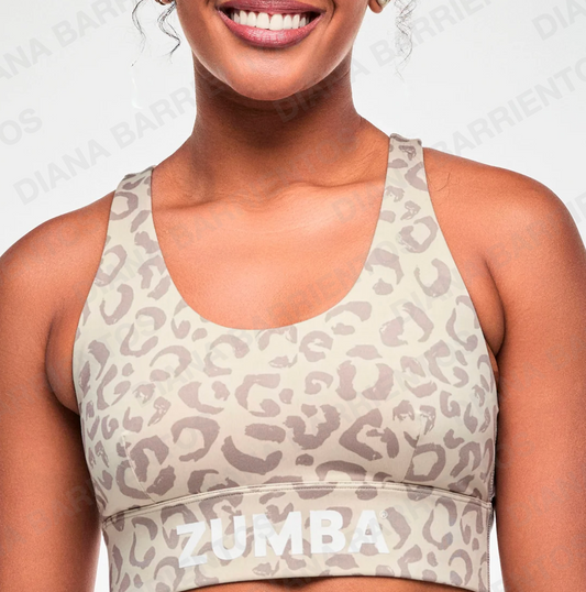 Zumba Modal Z-Lift Scoop Neck Bra - Beige