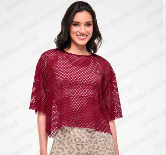Zumba Modal Mesh Crop Top - Red