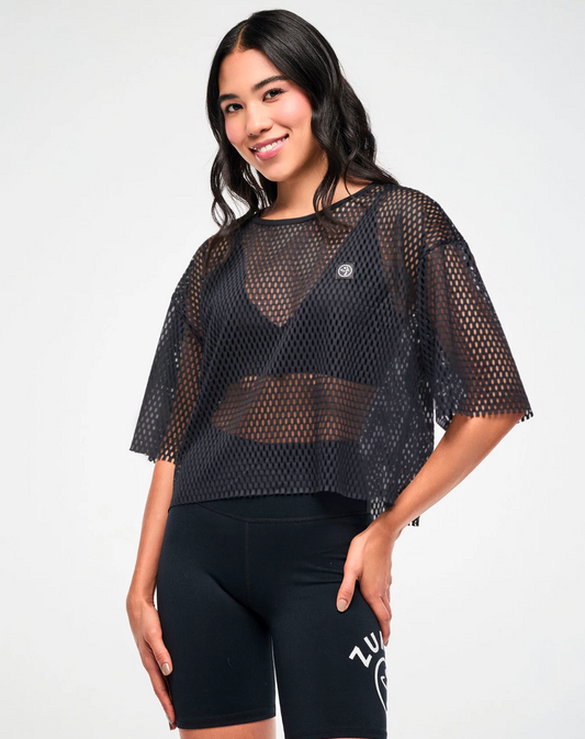 Zumba Basic Mesh Crop Top - Black