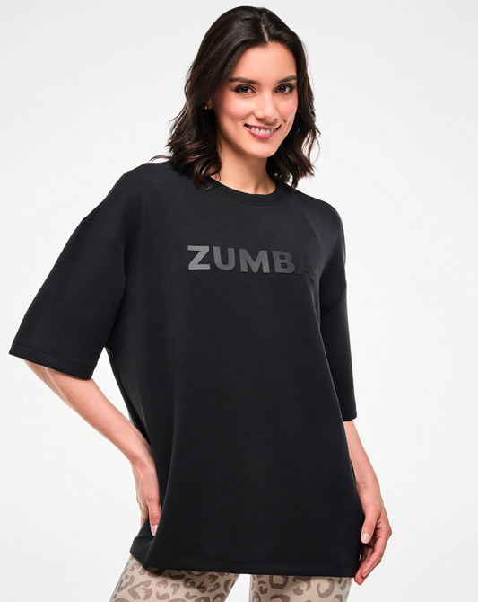 Zumba Modal Drop Shoulder Oversized Top - Black