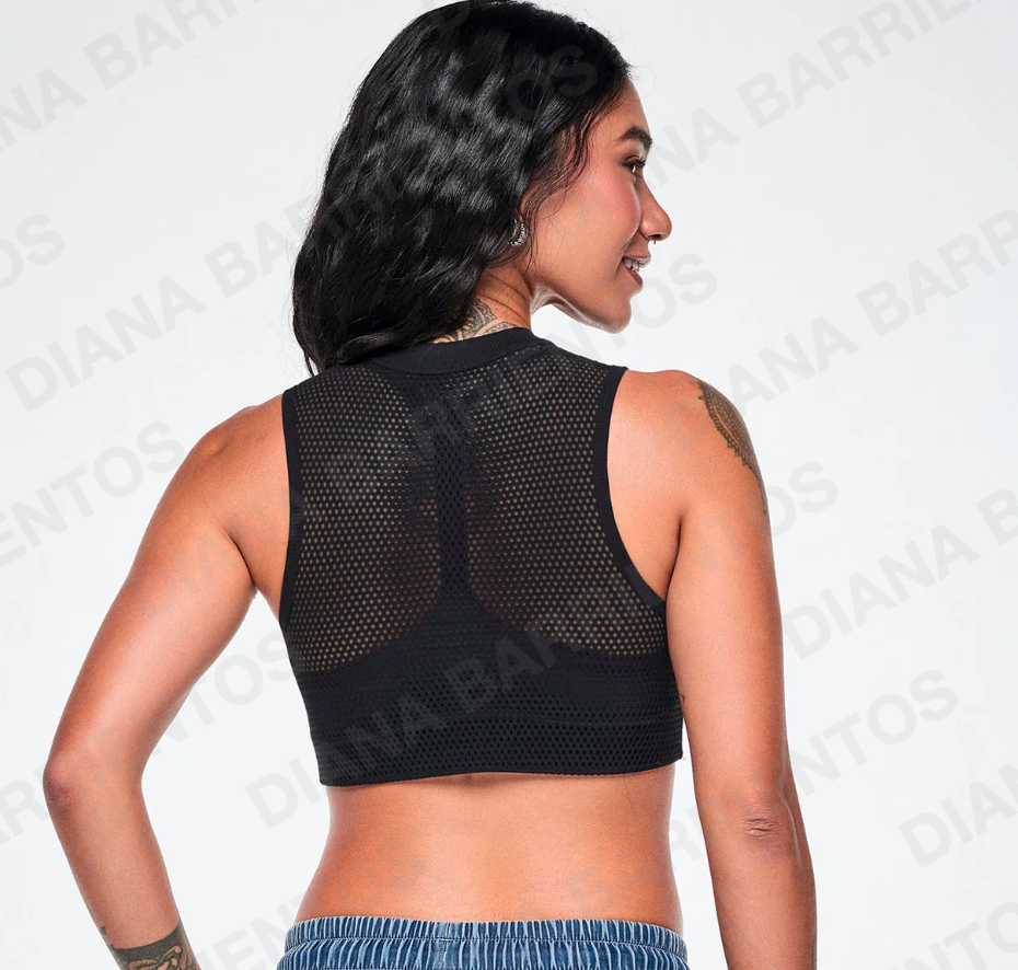 Dale-Z Mesh Double Layer Bra - Black
