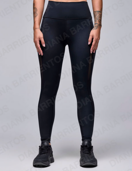 STRONG iD High Waisted Ankle Legging With Mesh Insert Bold Black