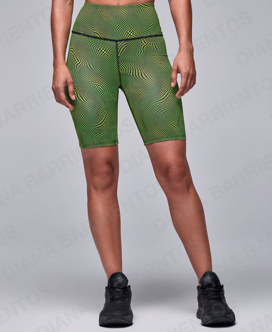 STRONG iD High Waisted Biker Shorts Black/Green