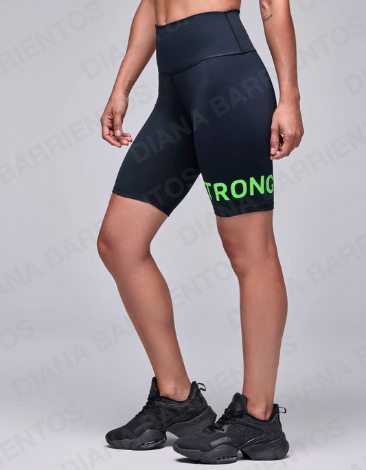 STRONG iD High Waisted Biker Shorts - Black Bold Black