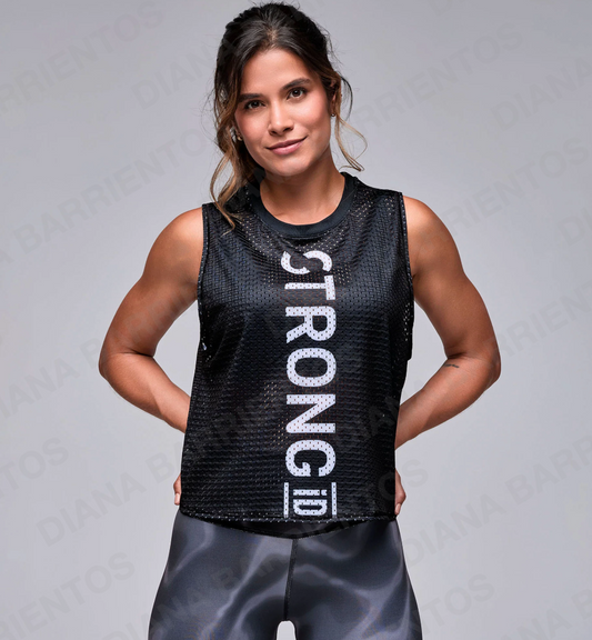 STRONG iD Loose Mesh Muscle Tank Bold Black