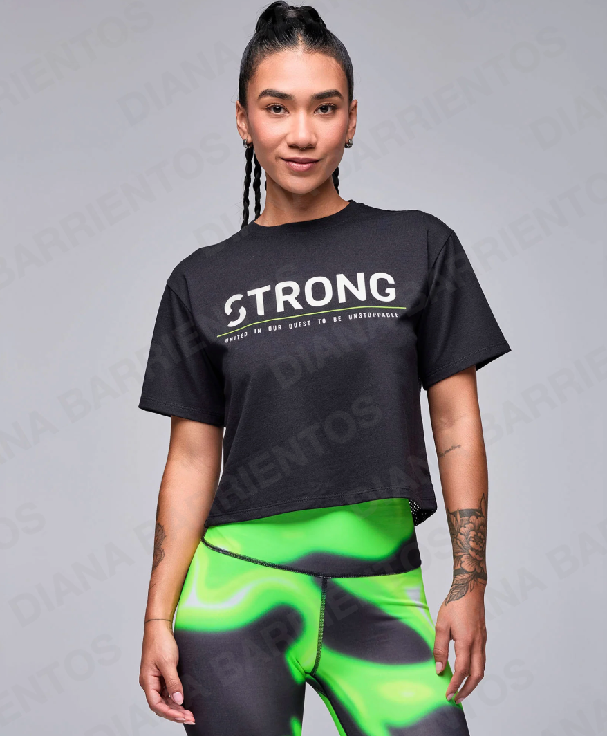 STRONG iD Boxy Top With Mesh Back - Black Bold Black
