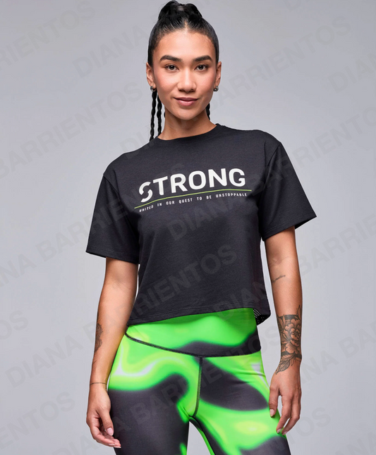STRONG iD Boxy Top With Mesh Back - Black Bold Black