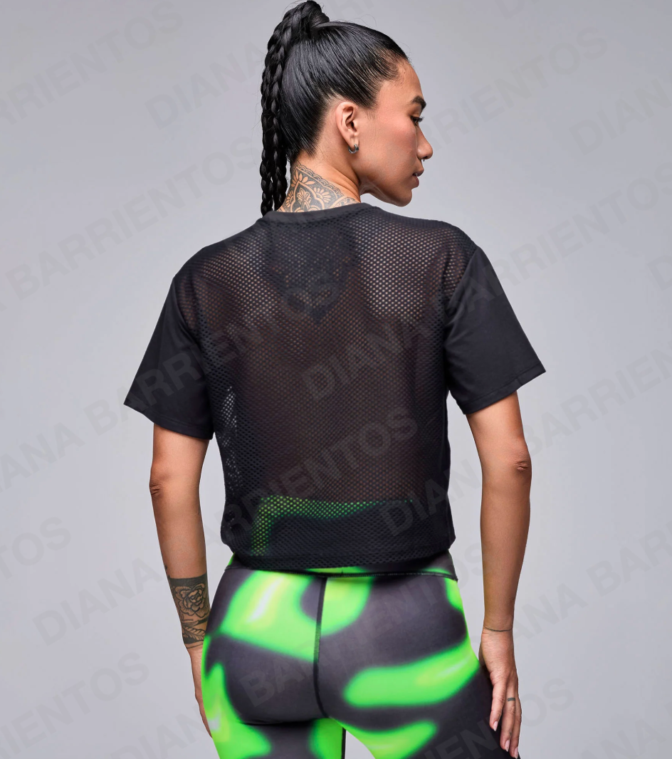STRONG iD Boxy Top With Mesh Back - Black Bold Black