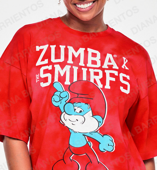 Zumba X The Smurfs Oversized Drop Shoulder Tee Fuego Red