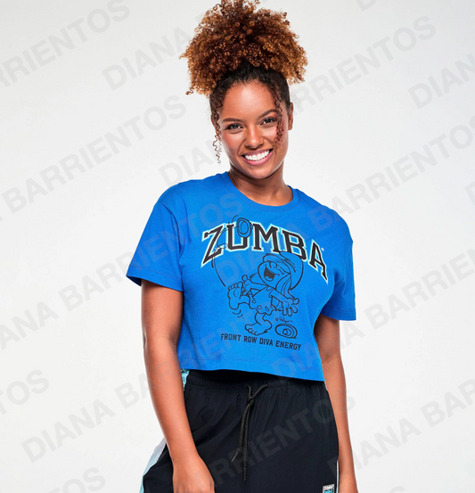Zumba X The Smurfs Crew Neck Crop Top True Blue