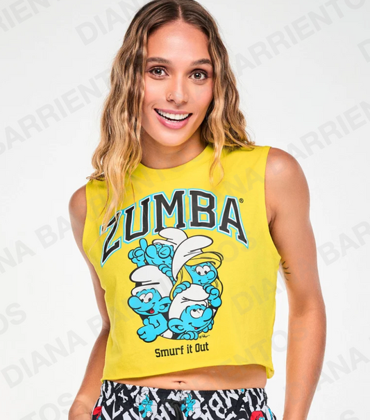 Zumba X The Smurfs Muscle Crop Tank Mell-Oh Yellow