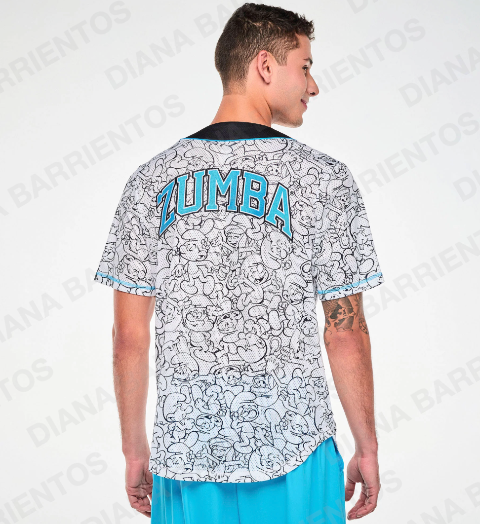 Zumba X The Smurfs Baseball Button Up White/Black