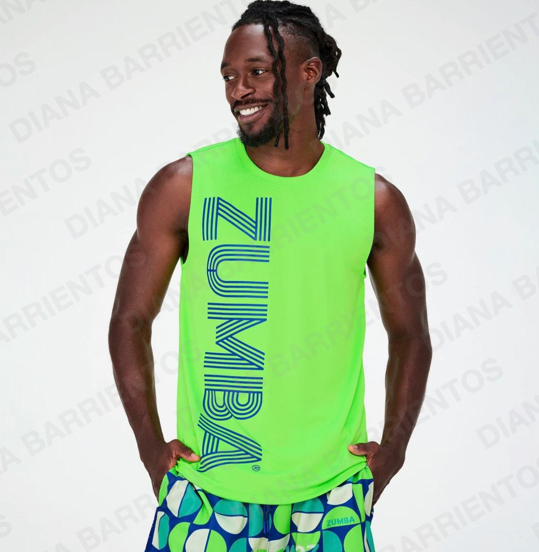 Disco Soul Men's Wide Shoulder Tank - Lime