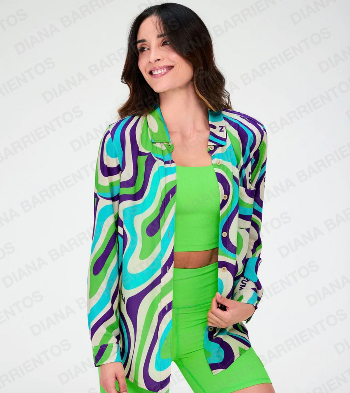 Disco Soul Button Down - Green/Purple