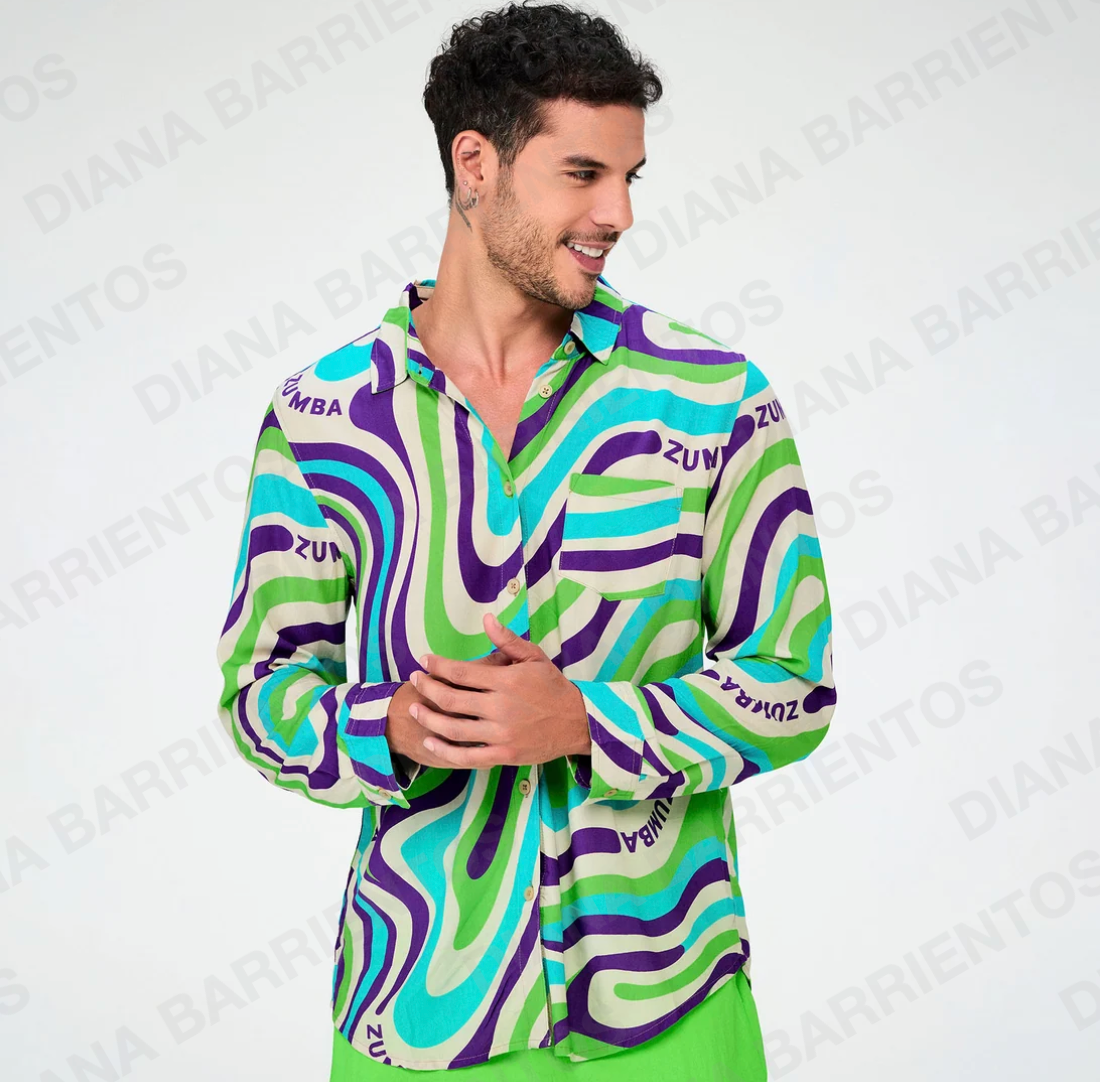 Disco Soul Button Down - Green/Purple