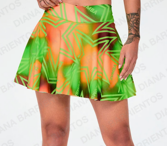 Disco Soul High Waisted Skort - Green/Brown