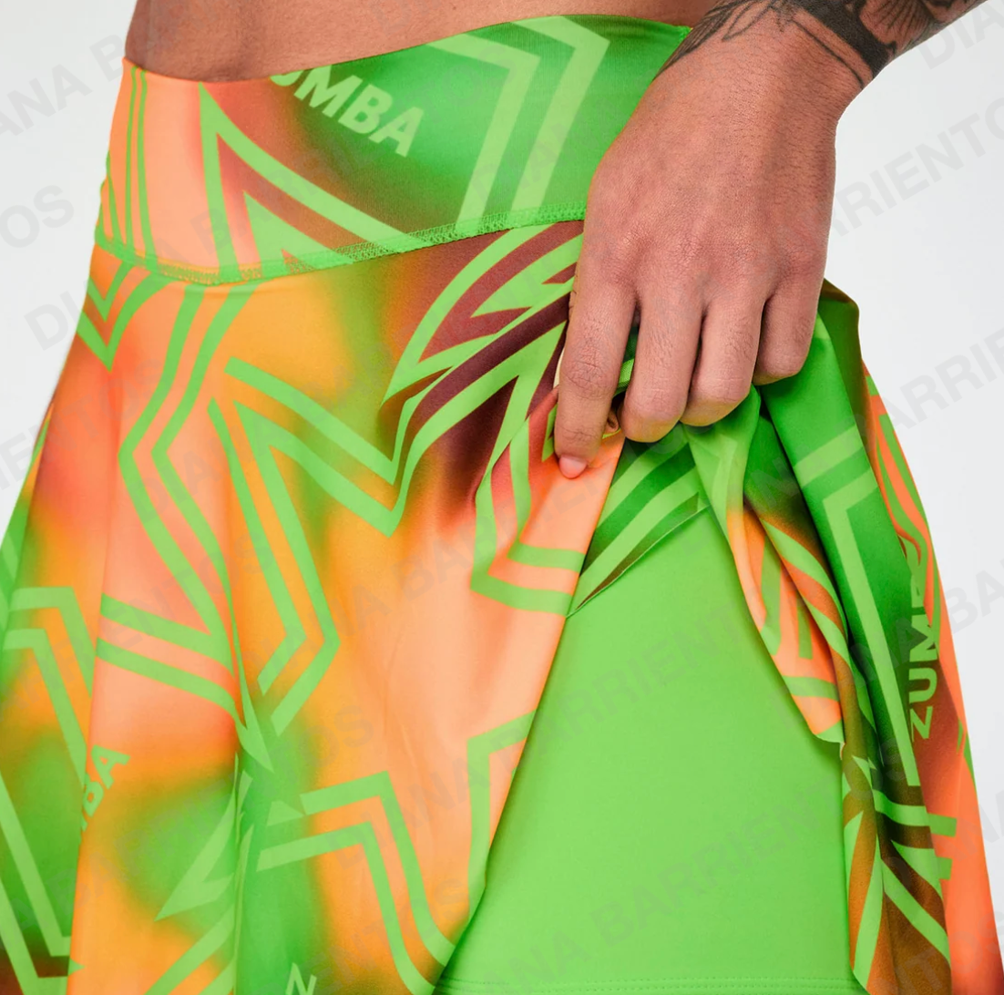 Disco Soul High Waisted Skort - Green/Brown