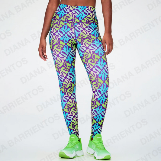 Disco Soul Z-Lift High Waisted Ankle Leggings - Purple/Blue