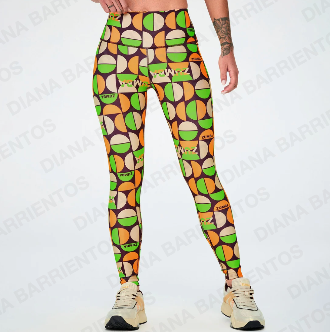 Disco Soul High Waisted Ankle Leggings - Brown/Orange