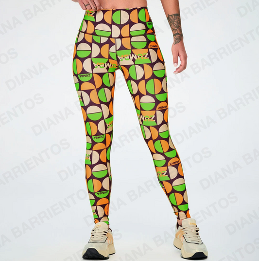 Disco Soul High Waisted Ankle Leggings - Brown/Orange