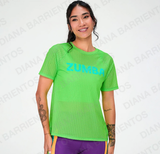 Disco Soul Mesh Raglan Sleeve Top - Lime