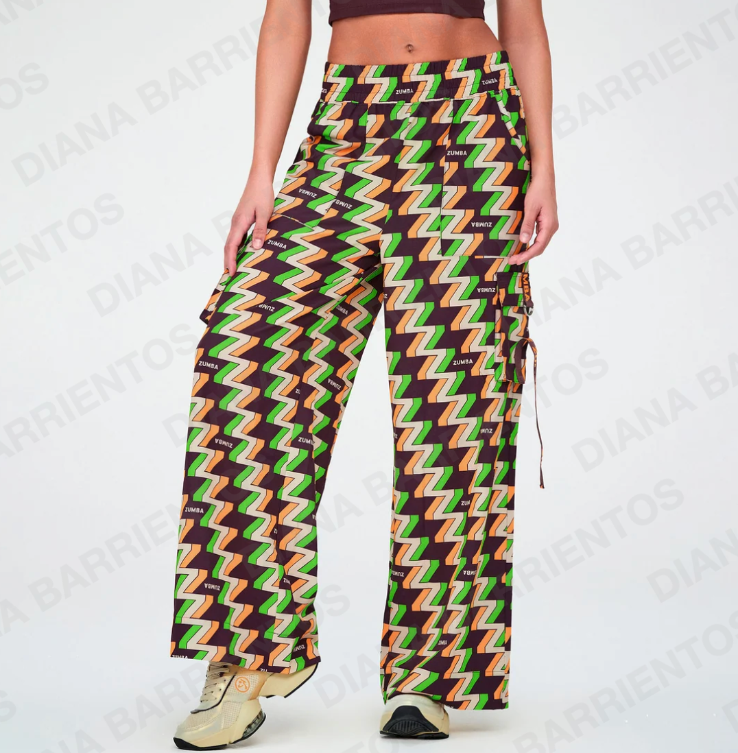 Disco Soul Wide Leg Cargo Pants - Brown/Green