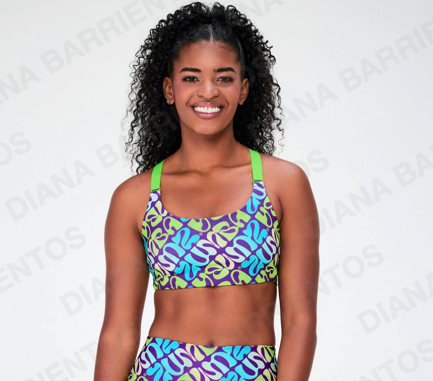 Disco Soul Z-Lift Scoop Neck Bra - Purple/Blue