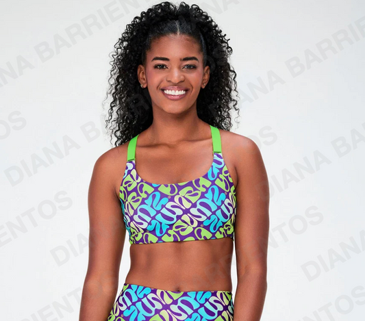 Disco Soul Z-Lift Scoop Neck Bra - Purple/Blue