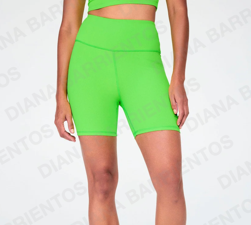 Disco Soul High Waisted Biker Shorts - Lime