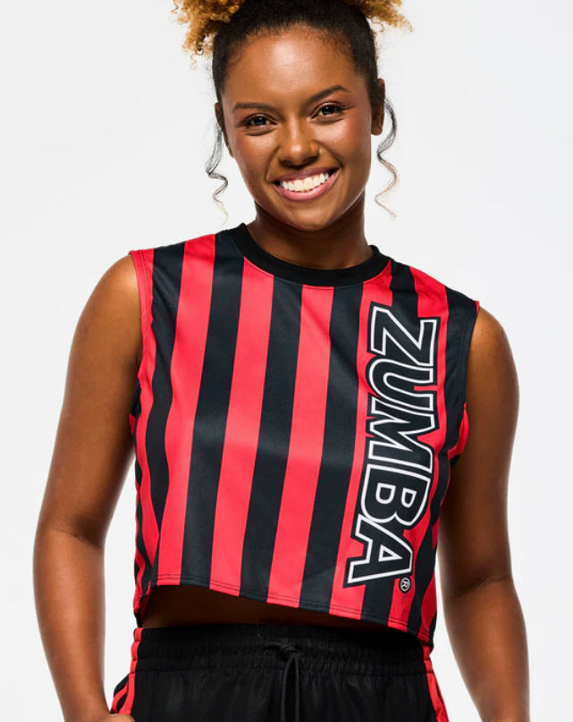 Victory Crew Neck Muscle Crop Tank Red/Black