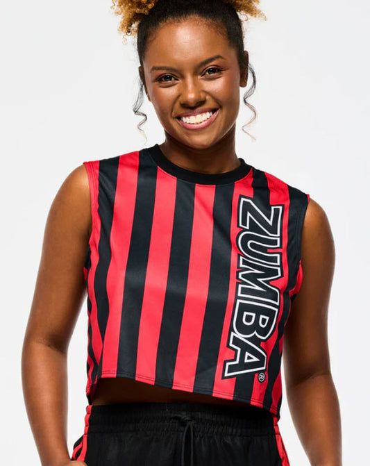 Victory Crew Neck Muscle Crop Tank Red/Black