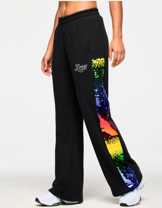 Zumba Wide Leg Sweatpants With Sequin Panels